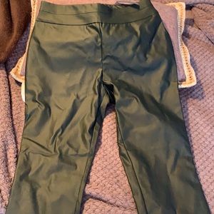 Green faux leather leggings